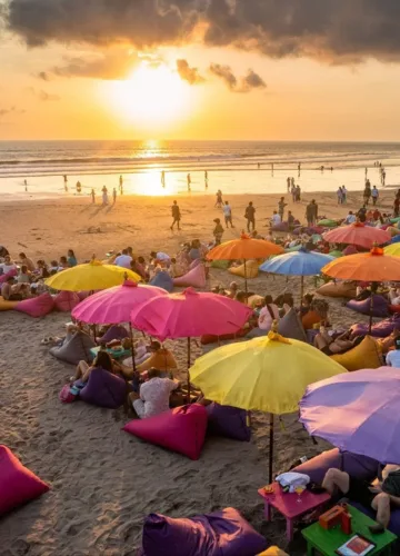 Sunset on Seminyak beach, Bali