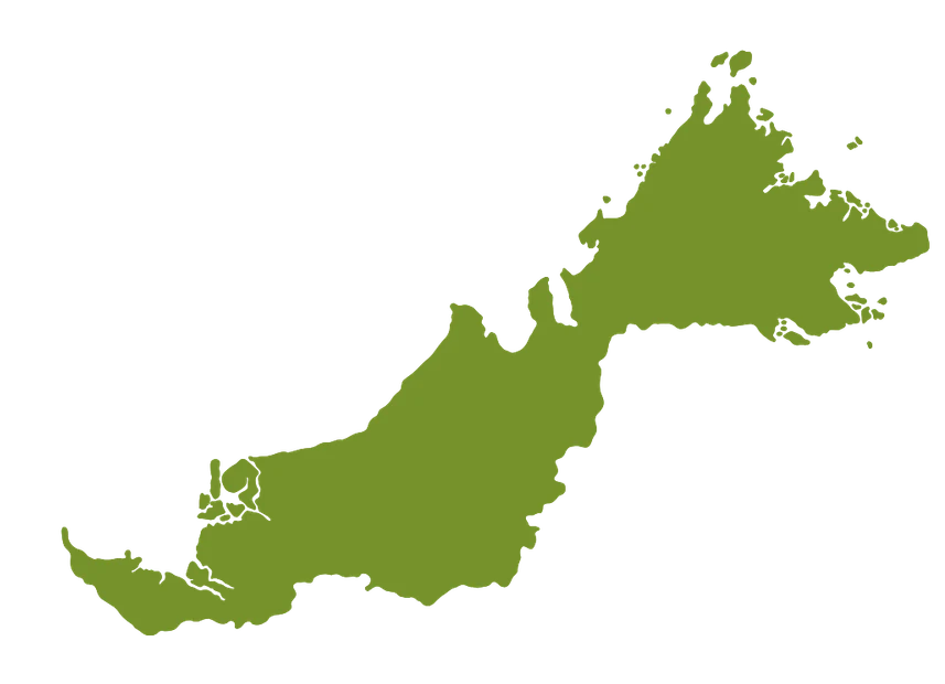 Map of Malaysian Borneo showing its main areas