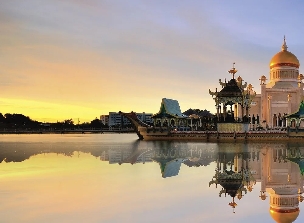 Brunei riverfront at golden hour