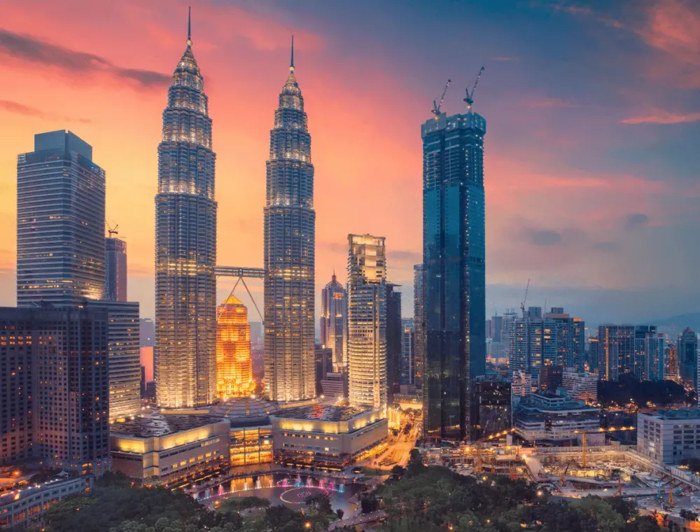 Kuala Lumpur skyline with the Petronas Towers at dusk