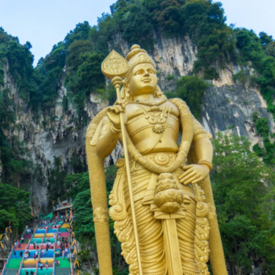 The golden Murugan statue at Batu Caves, Kuala Lumpur