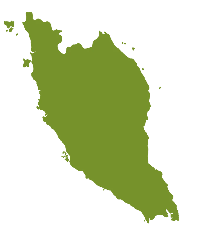 Map of Peninsular Malaysia showing its main areas