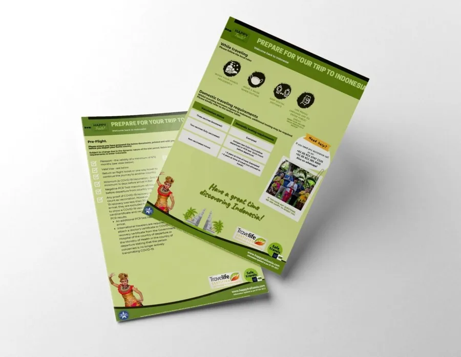 Arrival information flyer for Indonesia